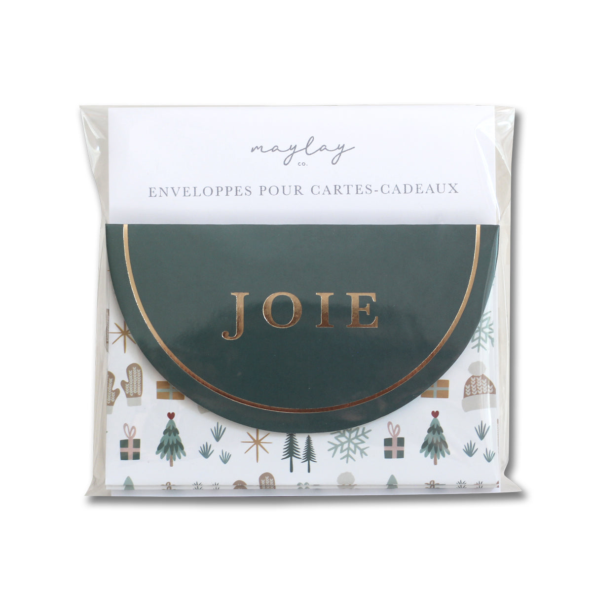 French Cozy Winter Holiday "JOIE" Enveloppes pour cartes-cadeaux 6Pk | Christmas Gift Card Holders