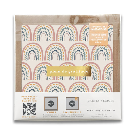 French Happy Rainbows « Plein de Gratitude » — Cartes de Gratitude (Ensemble de 2) — Cartes à Transmettre