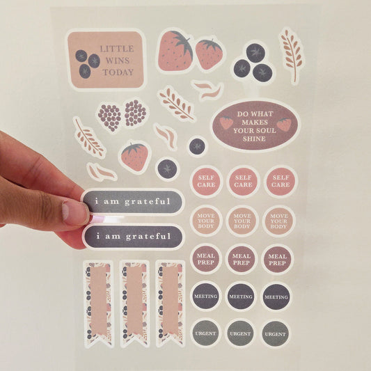 Fruity Washi Planner Stickers — Mindful Sticker Sheet for Planners, Journals & Bullet Journaling