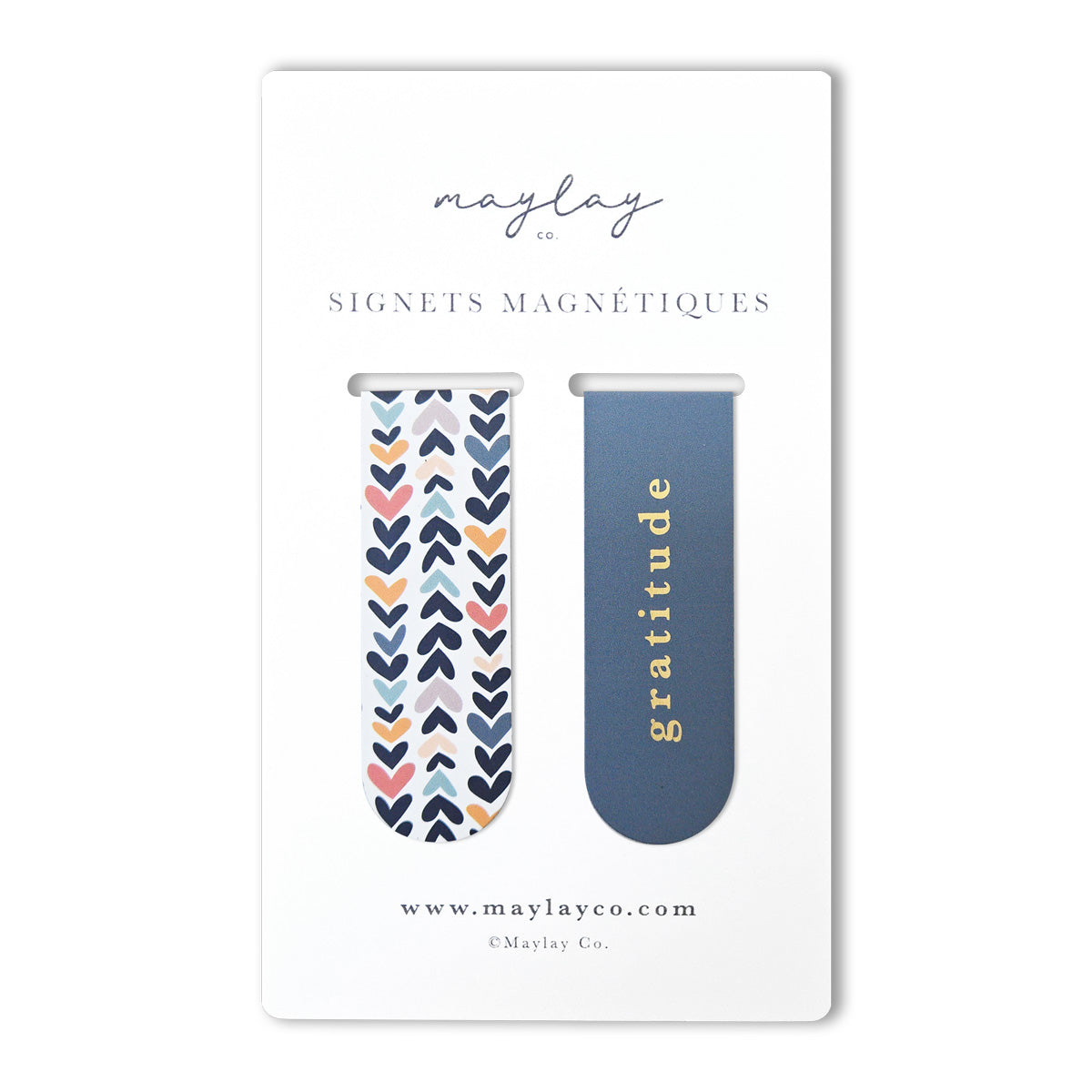 French Heartwood « Gratitude » Signets Magnétiques / Magnetic Bookmarks (Ensemble de 2) — Pour Livres, Journaux et Agendas