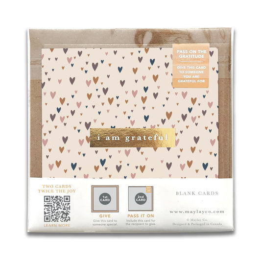 Little Hearts "I Am Grateful" Gratitude Greeting Cards (Set of 2) — Pay-It-Forward Thank You Cards