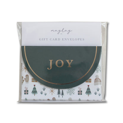 Cozy Winter "JOY" Holiday Gift Card Envelopes 6Pk | Christmas Gift Card Holders
