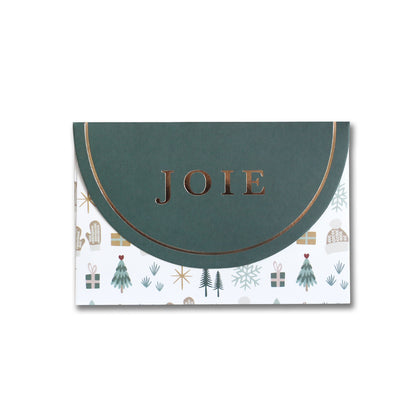French Cozy Winter Holiday "JOIE" Enveloppes pour cartes-cadeaux 6Pk | Christmas Gift Card Holders