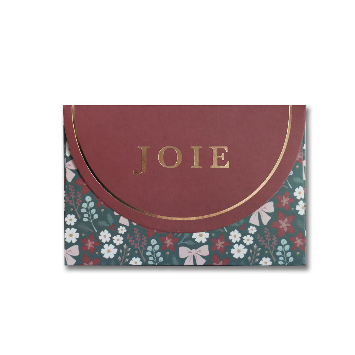 French Festive Floral Holiday "JOIE" Enveloppes pour cartes-cadeaux 6Pk | Christmas Gift Card Holders