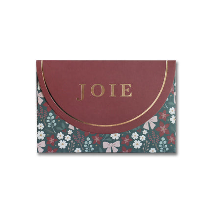 French Festive Floral Holiday "JOIE" Enveloppes pour cartes-cadeaux 6Pk | Christmas Gift Card Holders