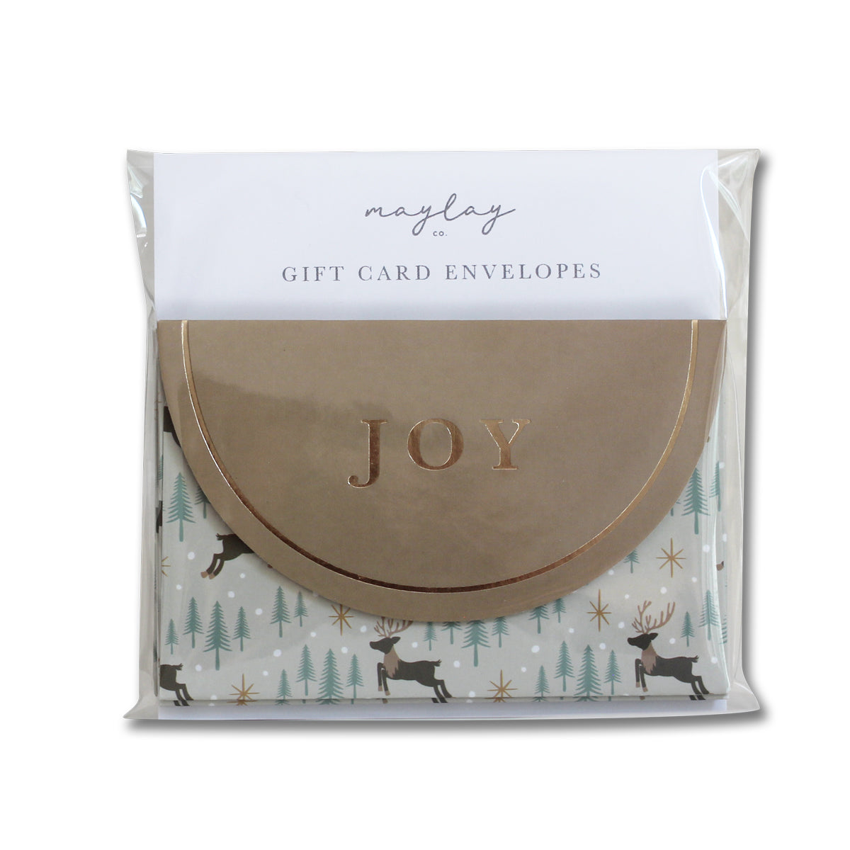Reindeer Forest "JOY" Holiday Gift Card Envelopes 6Pk | Christmas Gift Card Holders