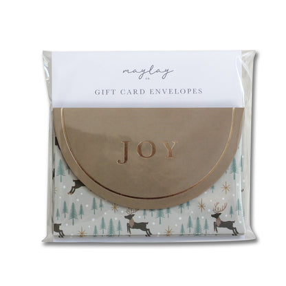 Reindeer Forest "JOY" Holiday Gift Card Envelopes 6Pk | Christmas Gift Card Holders