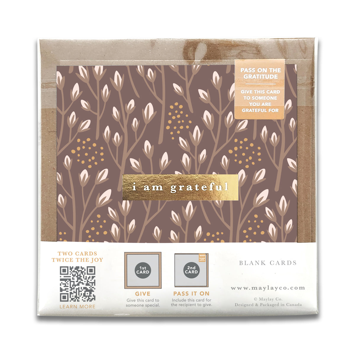 Baby Blooms "I Am Grateful" Gratitude Greeting Cards (Set of 2) — Pay-It-Forward Thank You Cards