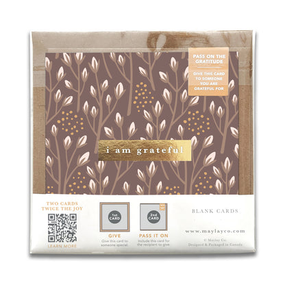 Baby Blooms "I Am Grateful" Gratitude Greeting Cards (Set of 2) — Pay-It-Forward Thank You Cards