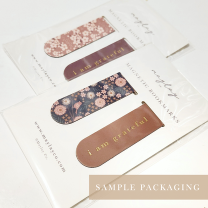 Wildflowers Floral "I Am Grateful" Magnetic Bookmarks (Set of 2) — Page Markers for Books, Journals & Planners