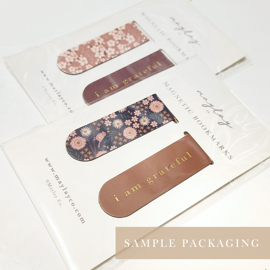 Eucalyptus Floral "I Am Grateful" Magnetic Bookmarks (Set of 2) — Page Markers for Books, Journals & Planners