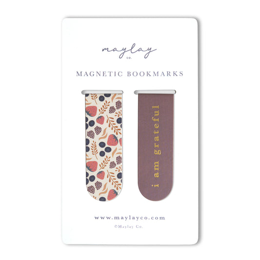 Fruity Magnetic "I Am Grateful" Bookmarks (Set of 2) — Page Markers for Books, Journals & Planners
