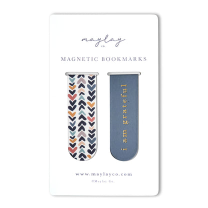 Heartwood "I Am Grateful" Magnetic Bookmarks (Set of 2) — Page Markers for Books, Journals & Planners