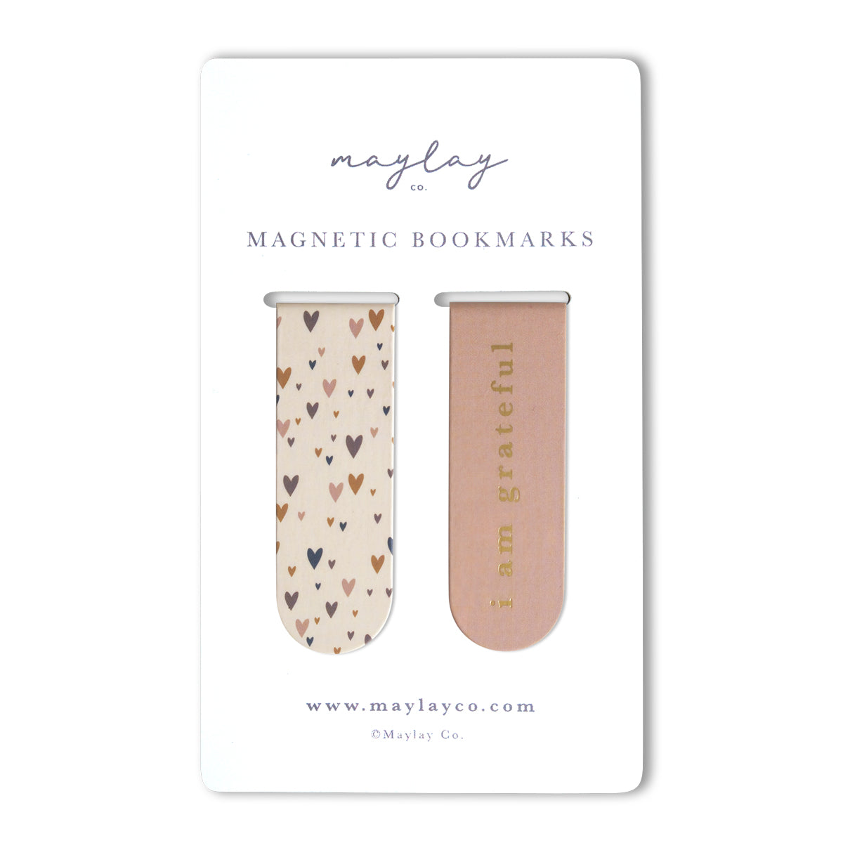 Little Hearts "I Am Grateful" Magnetic Bookmarks (Set of 2) — Page Markers for Books, Journals & Planners