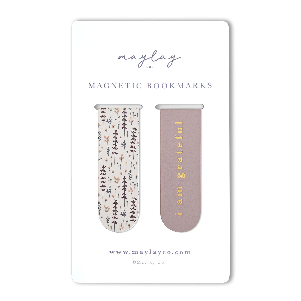 Lovely Lavender Floral "I Am Grateful" Magnetic Bookmarks (Set of 2) — Page Markers for Books, Journals & Planners