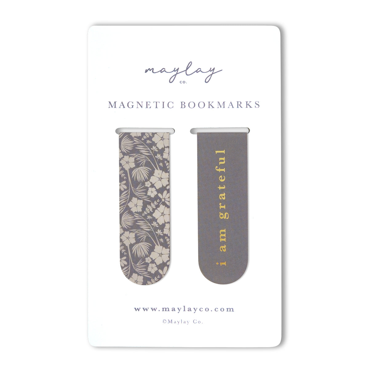 Vintage Meadow Floral "I Am Grateful" Magnetic Bookmarks (Set of 2) — Page Markers for Books, Journals & Planners