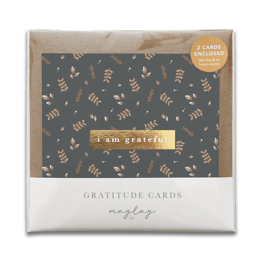 Buddies Floral"I Am Grateful" Gratitude Greeting Cards (Set of 2) — Pay-It-Forward Thank You Cards
