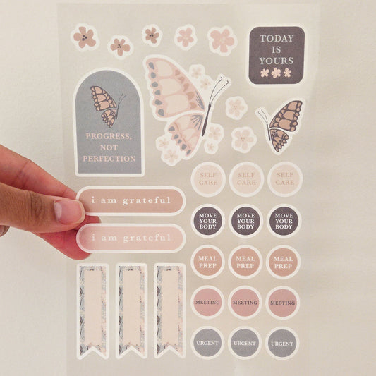 Butterfly Washi Planner Stickers — Mindful Sticker Sheet for Planners, Journals & Bullet Journaling