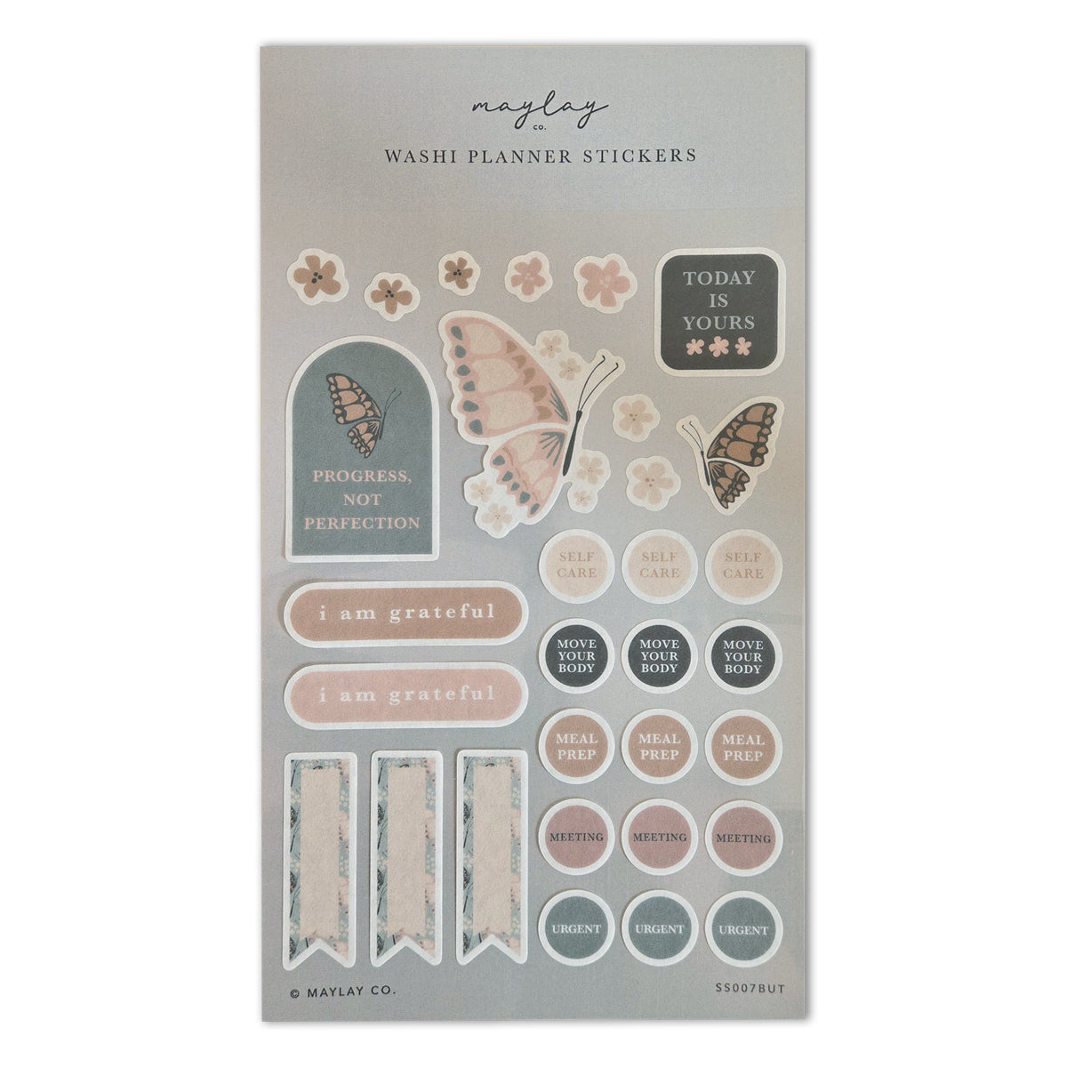 Butterfly Washi Planner Stickers — Mindful Sticker Sheet for Planners, Journals & Bullet Journaling