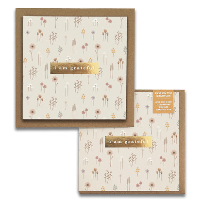 Farmhouse Floral "I Am Grateful" Gratitude Greeting Cards (Set of 2) — Pay-It-Forward Thank You Cards