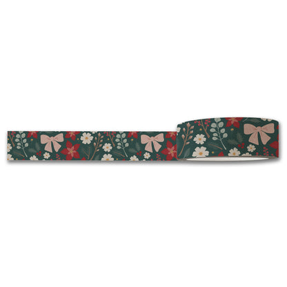 Festive Floral Holiday Washi Tape — Decorative Paper Tape for Planners, Journals, Scrapbooking & Crafts