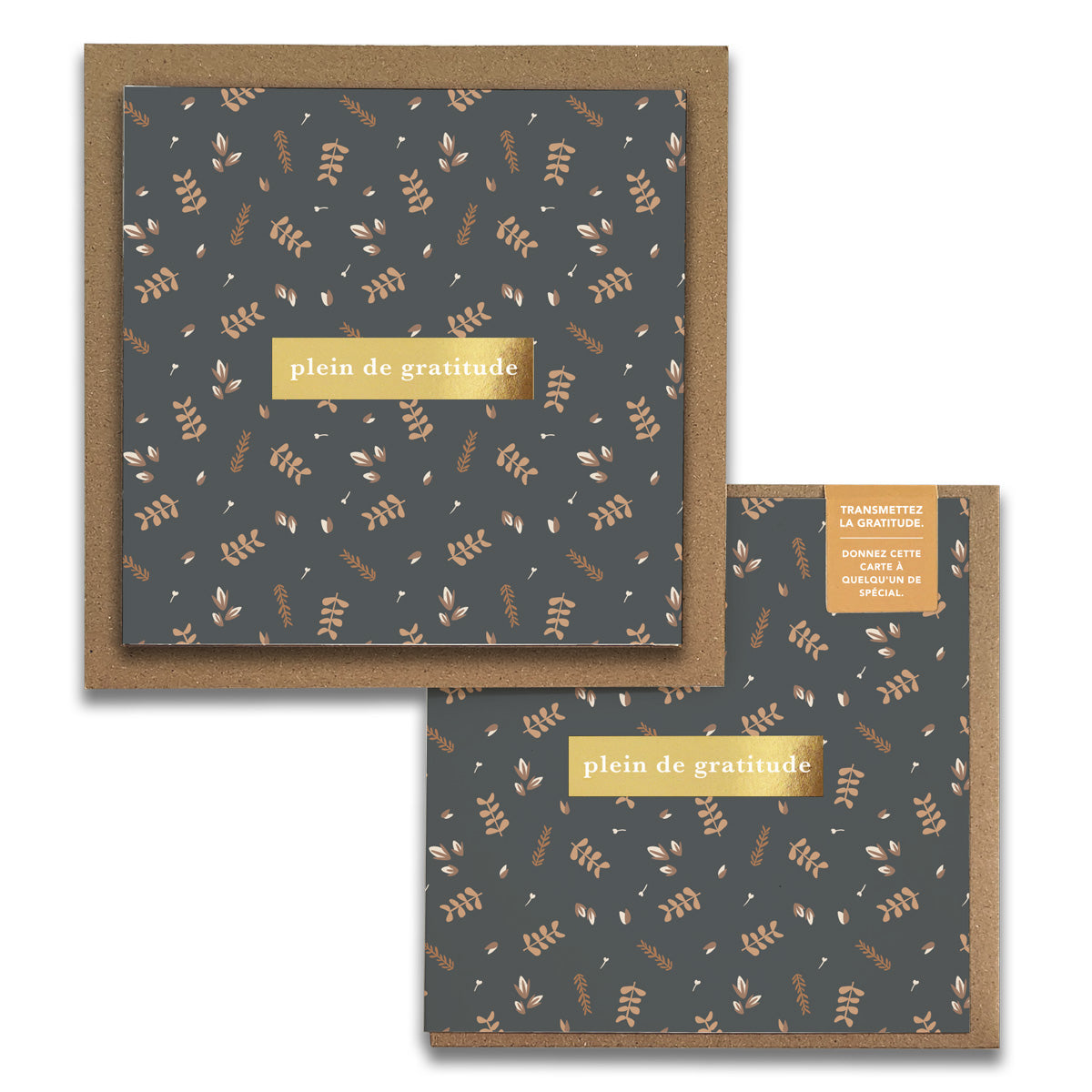 French Buddies Florals  « Plein de Gratitude » — Cartes de Gratitude (Ensemble de 2) — Cartes à Transmettre