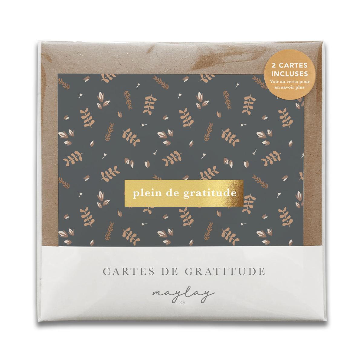 French Buddies Florals  « Plein de Gratitude » — Cartes de Gratitude (Ensemble de 2) — Cartes à Transmettre