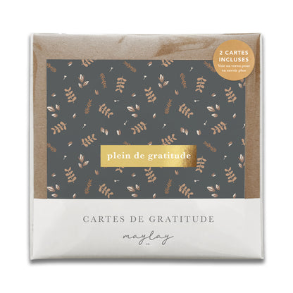 French Buddies Florals  « Plein de Gratitude » — Cartes de Gratitude (Ensemble de 2) — Cartes à Transmettre