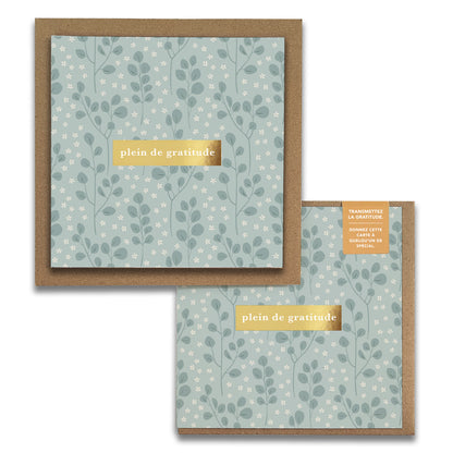 French Eucalyptus Florals  « Plein de Gratitude » — Cartes de Gratitude (Ensemble de 2) — Cartes à Transmettre