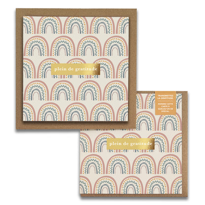 French Happy Rainbows  « Plein de Gratitude » — Cartes de Gratitude (Ensemble de 2) — Cartes à Transmettre