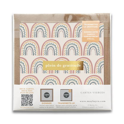 French Happy Rainbows  « Plein de Gratitude » — Cartes de Gratitude (Ensemble de 2) — Cartes à Transmettre