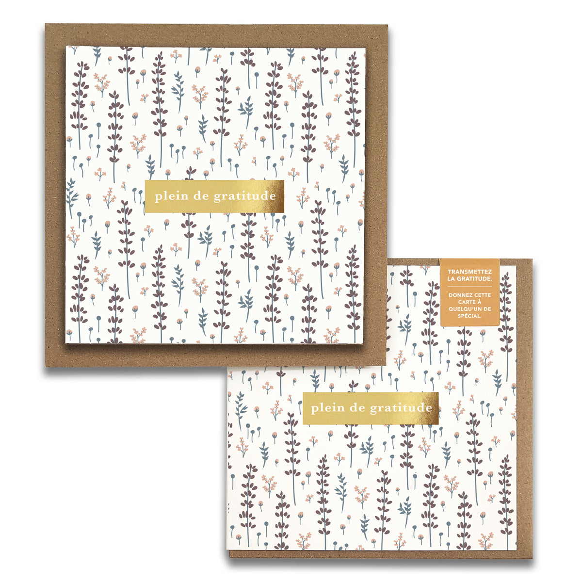 French Lovely Lavender Floral  « Plein de Gratitude » — Cartes de Gratitude (Ensemble de 2) — Cartes à Transmettre