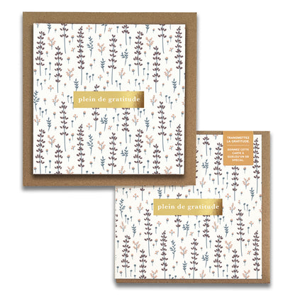 French Lovely Lavender Floral  « Plein de Gratitude » — Cartes de Gratitude (Ensemble de 2) — Cartes à Transmettre
