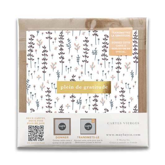French Lovely Lavender Floral  « Plein de Gratitude » — Cartes de Gratitude (Ensemble de 2) — Cartes à Transmettre