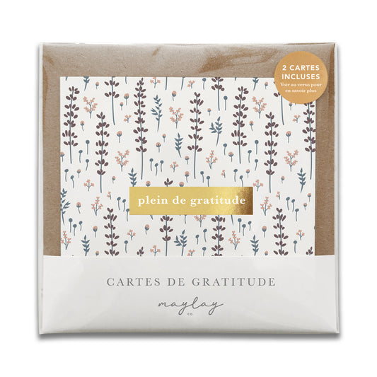 French Lovely Lavender Floral  « Plein de Gratitude » — Cartes de Gratitude (Ensemble de 2) — Cartes à Transmettre