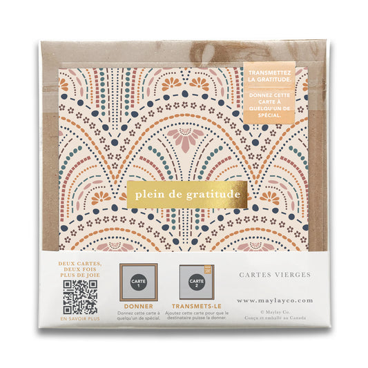 French So Delicate  « Plein de Gratitude » — Cartes de Gratitude (Ensemble de 2) — Cartes à Transmettre