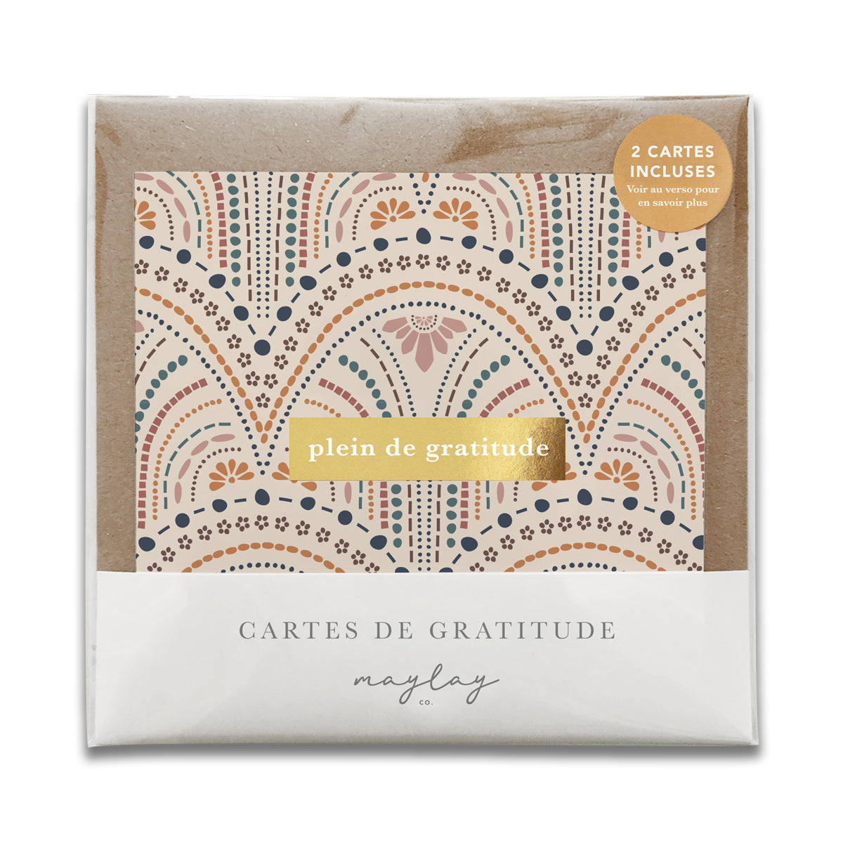 French So Delicate  « Plein de Gratitude » — Cartes de Gratitude (Ensemble de 2) — Cartes à Transmettre