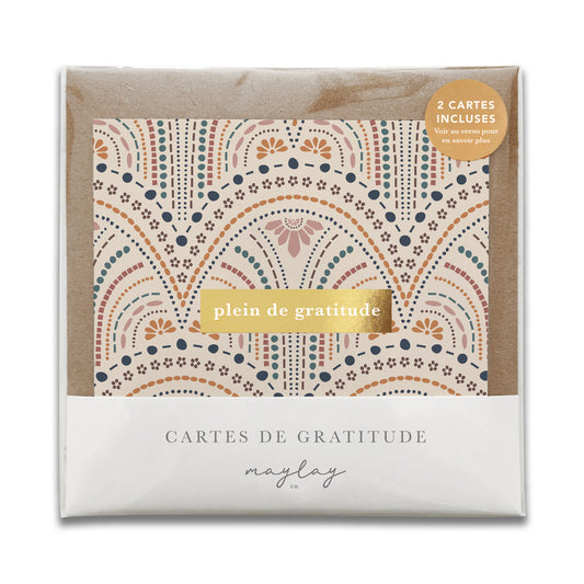 French So Delicate  « Plein de Gratitude » — Cartes de Gratitude (Ensemble de 2) — Cartes à Transmettre
