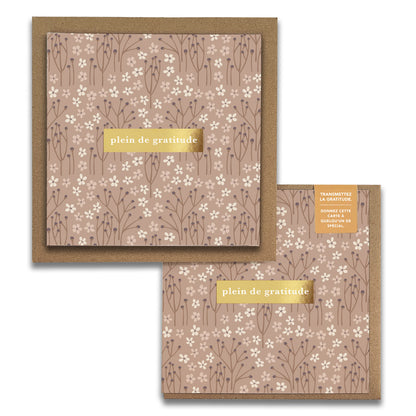 French Tranquility Floral  « Plein de Gratitude » — Cartes de Gratitude (Ensemble de 2) — Cartes à Transmettre