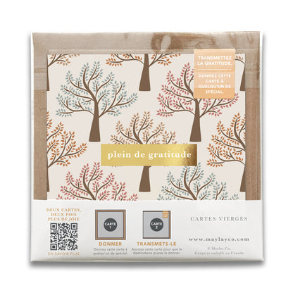 French Walk in the Park Trees  « Plein de Gratitude » — Cartes de Gratitude (Ensemble de 2) — Cartes à Transmettre