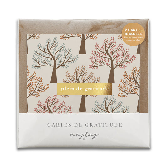 French Walk in the Park Trees  « Plein de Gratitude » — Cartes de Gratitude (Ensemble de 2) — Cartes à Transmettre