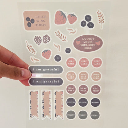 Fruity Washi Planner Stickers — Mindful Sticker Sheet for Planners, Journals & Bullet Journaling