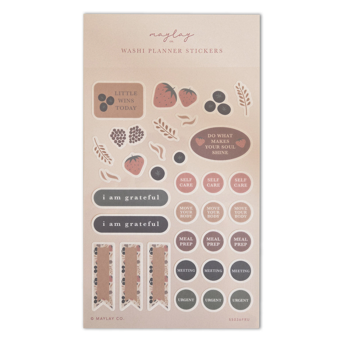 Fruity Washi Planner Stickers — Mindful Sticker Sheet for Planners, Journals & Bullet Journaling