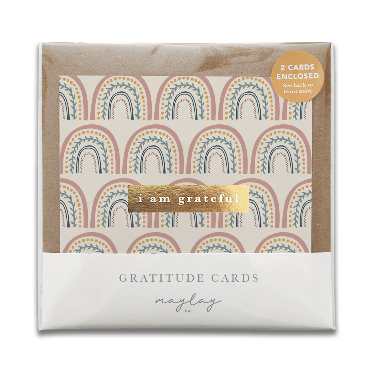 Happy Rainbows "I Am Grateful" Gratitude Greeting Cards (Set of 2) — Pay-It-Forward Thank You Cards