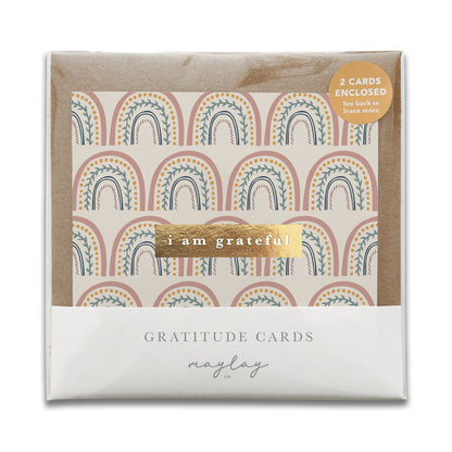 Happy Rainbows "I Am Grateful" Gratitude Greeting Cards (Set of 2) — Pay-It-Forward Thank You Cards