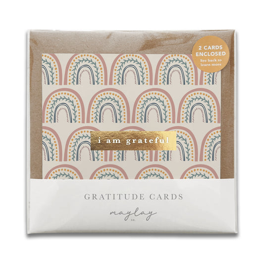 Happy Rainbows "I Am Grateful" Gratitude Greeting Cards (Set of 2) — Pay-It-Forward Thank You Cards