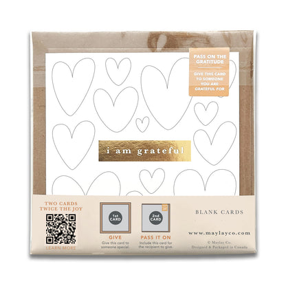 Kids Hearts "I Am Grateful" Gratitude Greeting Cards (Set of 2) — Colour-Your-Own Pay-It-Forward Thank You Cards