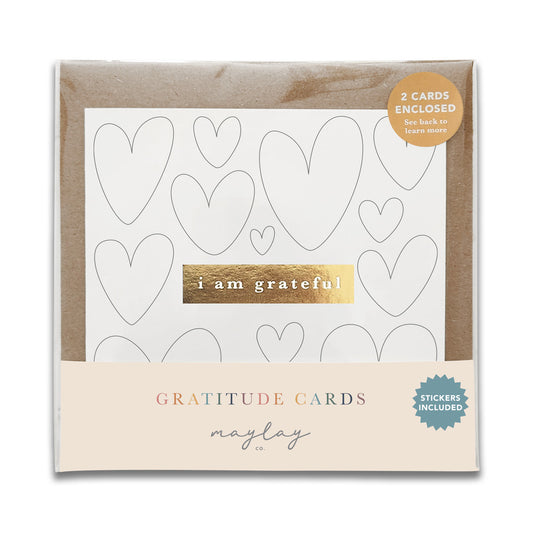 Kids Hearts "I Am Grateful" Gratitude Greeting Cards (Set of 2) — Colour-Your-Own Pay-It-Forward Thank You Cards