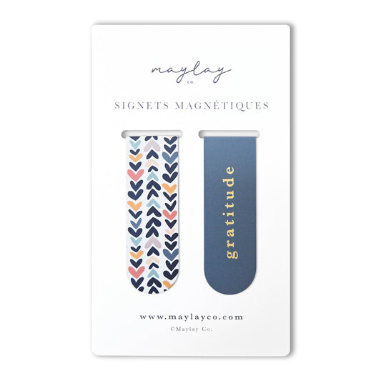 French Heartwood « Gratitude » Signets Magnétiques / Magnetic Bookmarks (Ensemble de 2) — Pour Livres, Journaux et Agendas