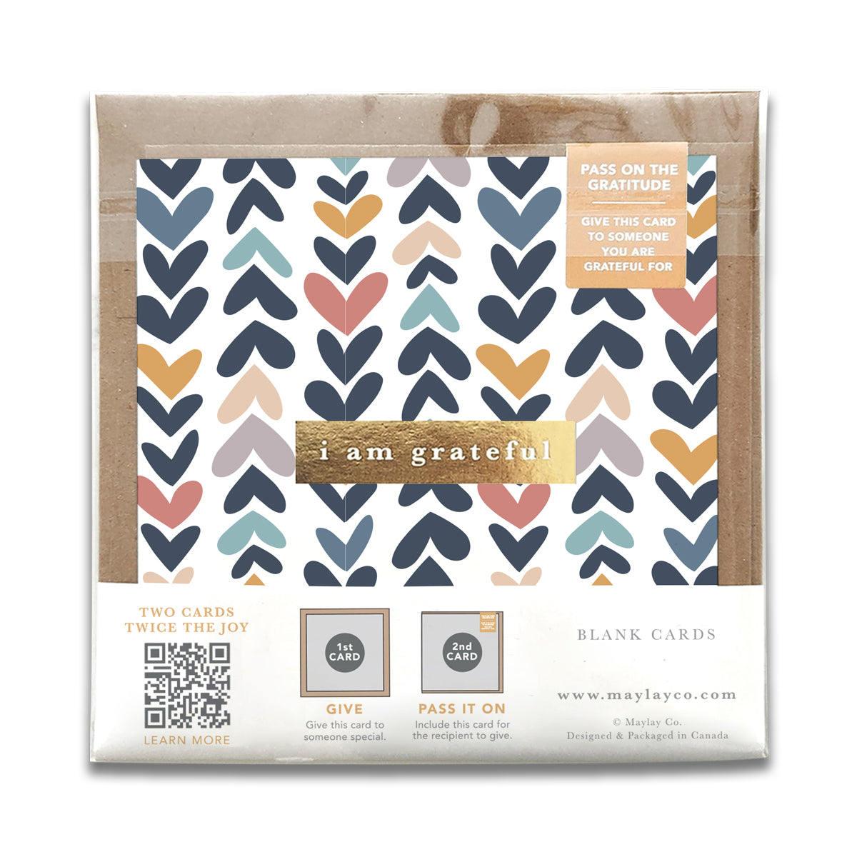 Heartwood "I Am Grateful" Gratitude Greeting Cards (Set of 2) — Pay-It-Forward Thank You Cards